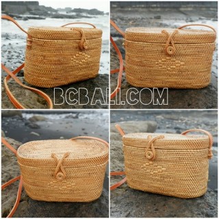 ladies handbag oval ata grass rattan handwoven made in bali